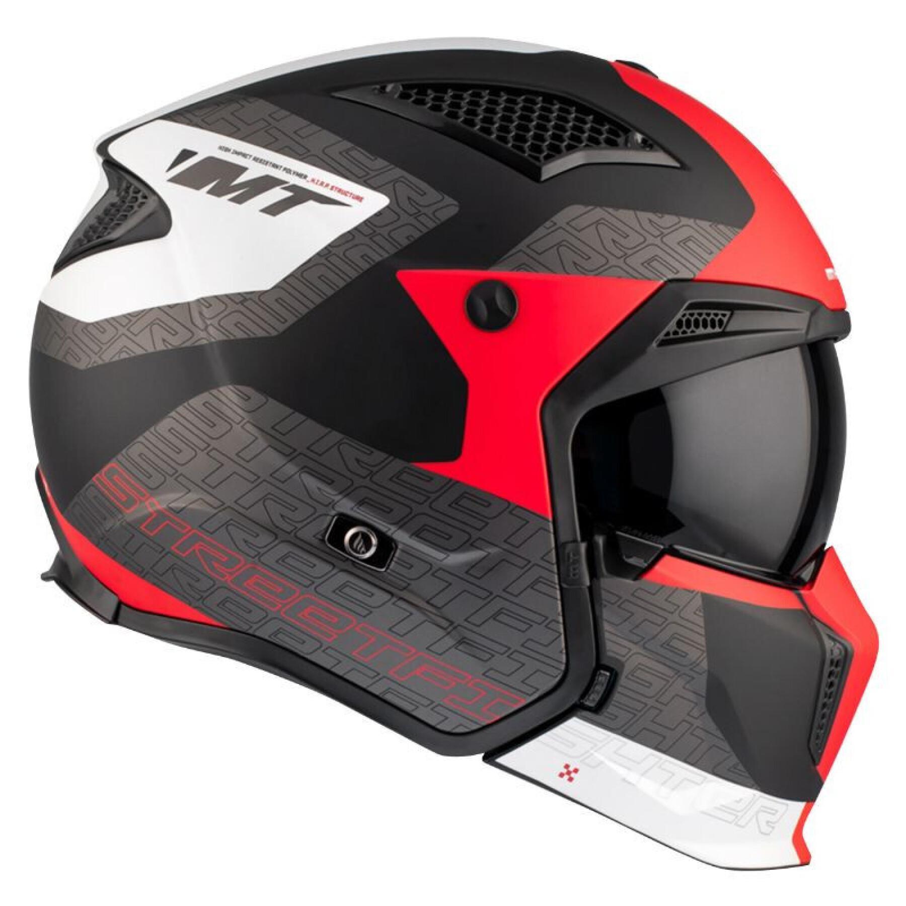 Casco da motocross monoschermo convertibile con mentoniera rimovibile MT Helmets Streetfighter Sv Totem B15 (Ece 22.06)