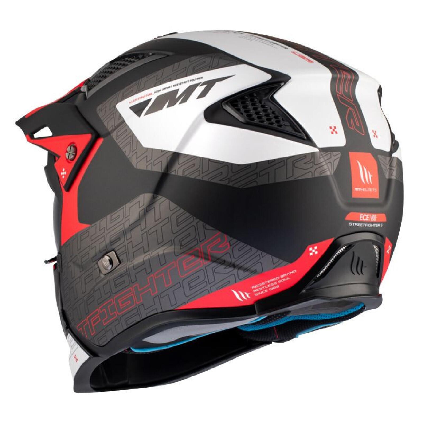 Casco da motocross monoschermo convertibile con mentoniera rimovibile MT Helmets Streetfighter Sv Totem B15 (Ece 22.06)