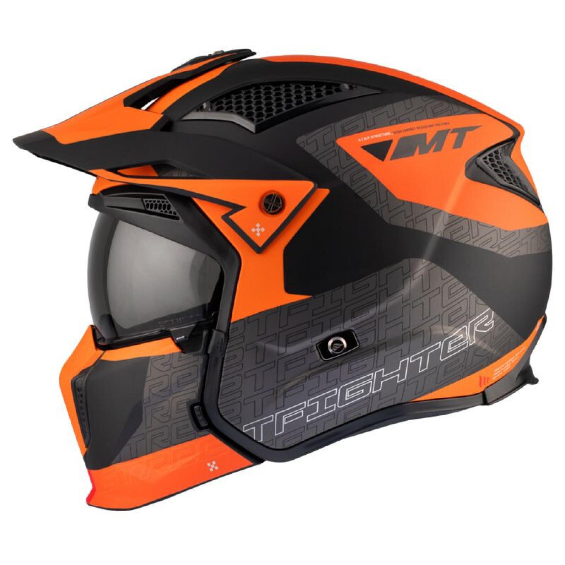 Casco da motocross monoschermo convertibile con mentoniera rimovibile MT Helmets Streetfighter Sv Totem B4 (Ece 22.06)
