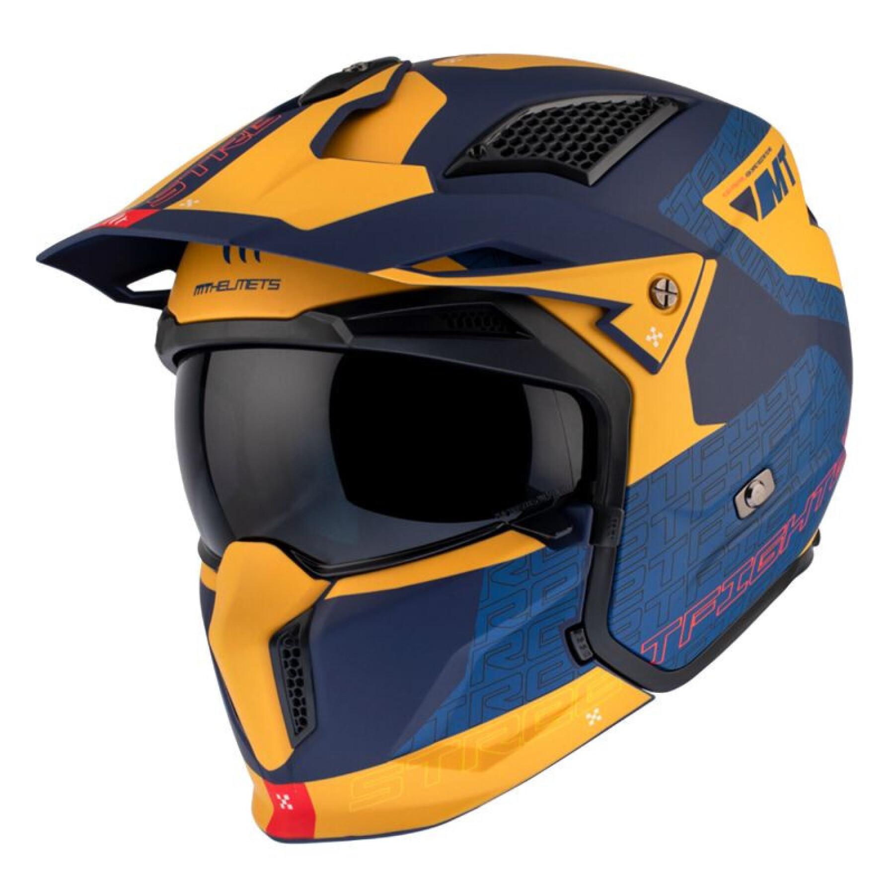 Casco da motocross monoschermo convertibile con mentoniera rimovibile MT Helmets Streetfighter Sv Totem C3 (Ece 22.06)