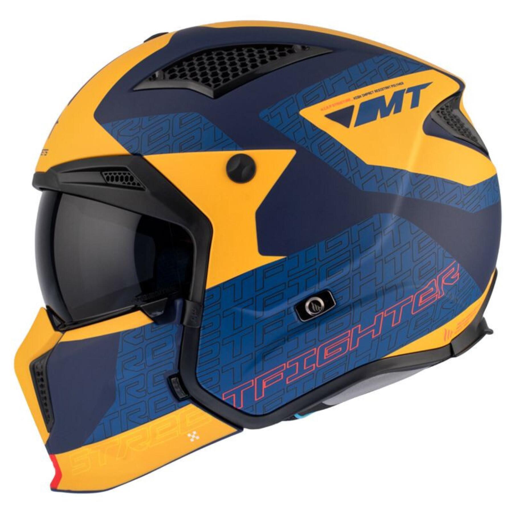 Casco da motocross monoschermo convertibile con mentoniera rimovibile MT Helmets Streetfighter Sv Totem C3 (Ece 22.06)