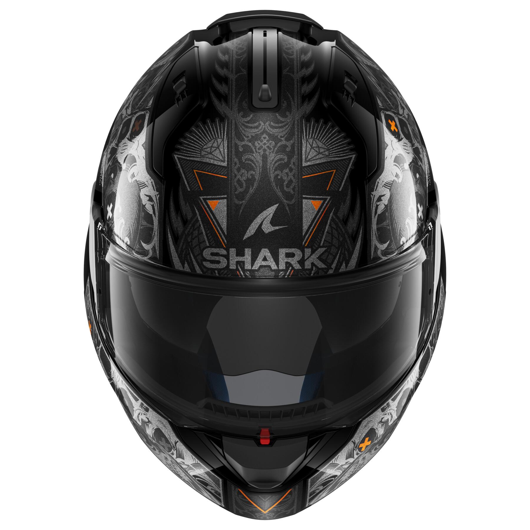 Casco da moto modulare Shark Evo Es K-Rozen Black Anthracite Orange