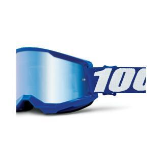 Maschera trasversale per motociclette schermo iridio 100% Strata 2