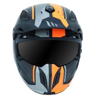 Casco trial monoschermo convertibile scuro con mentoniera rimovibile MT Helmets MT STREetFIGHTER SV SKULL(livre avec un ecran supplementaire orange)